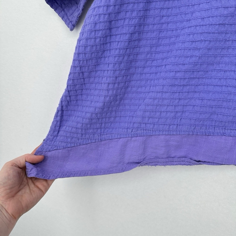 Vtg Ezze Wear Top Women 1X V-Neck Half Sleeve Boxy Tunic Asymmetric Gauzy Purple - Picture 4 of 9